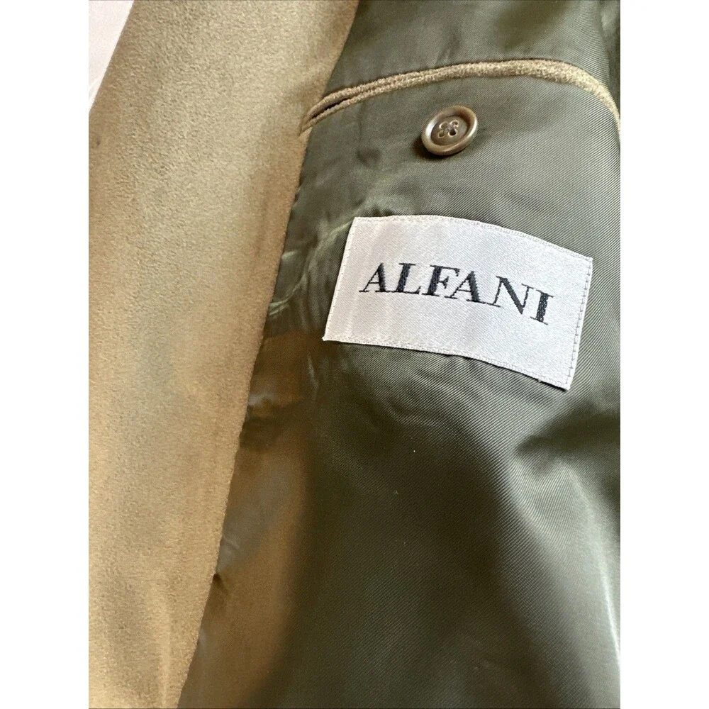 Alfani Men’s Olive Green Micro Suede Blazer Jacket Size 42 Casual Sport Coat